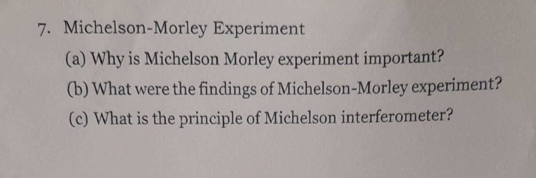 findings of michelson morley experiment