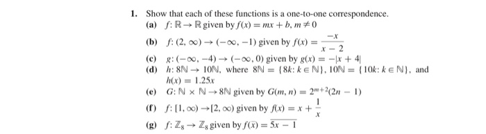 Solved 1 Show That Each Of These Functions Is A One To O Chegg Com