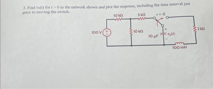 Solved 3. Find v0(t) for t>0 in the network shown and plot | Chegg.com