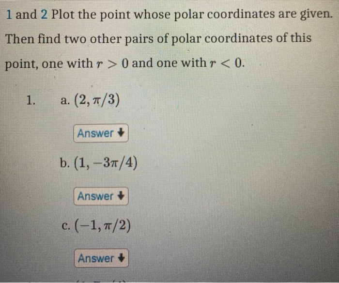 Solved 1 and 2 Plot the point whose polar coordinates are | Chegg.com