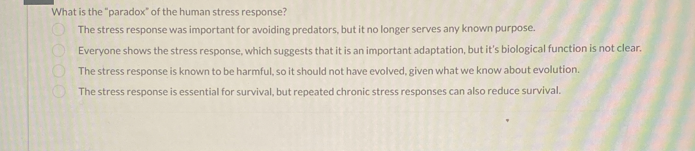 Solved What is the "paradox" of the human stress | Chegg.com