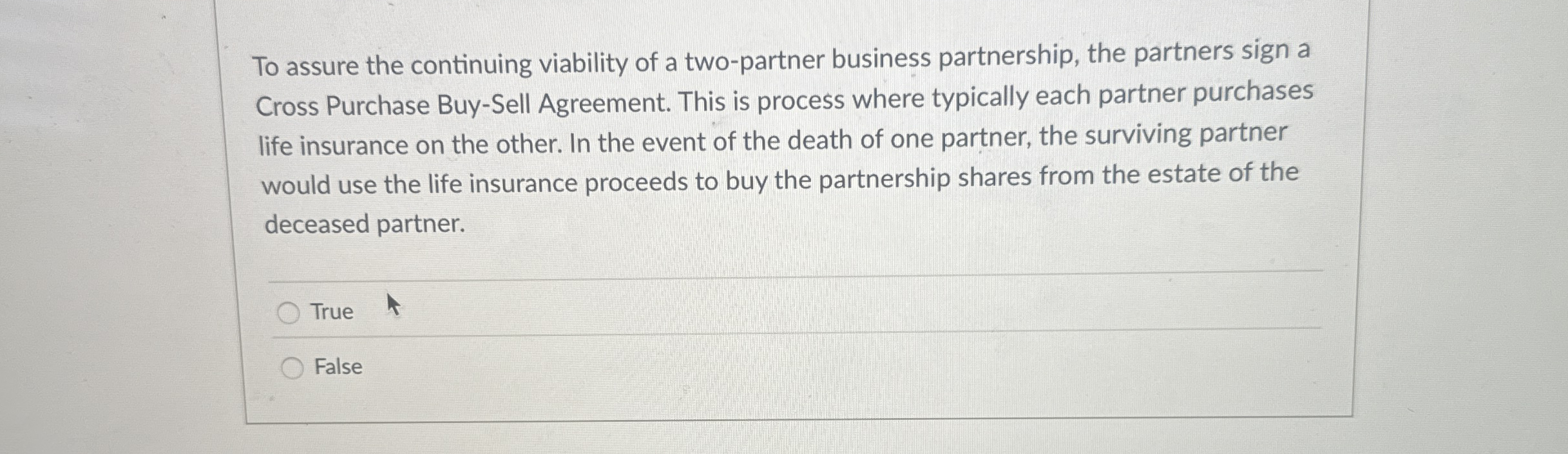 Solved To assure the continuing viability of a two-partner | Chegg.com