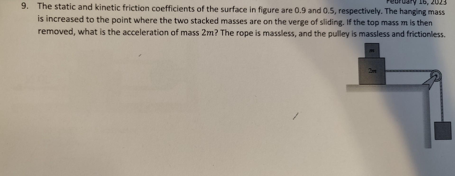 Solved 9. The static and kinetic friction coefficients of | Chegg.com
