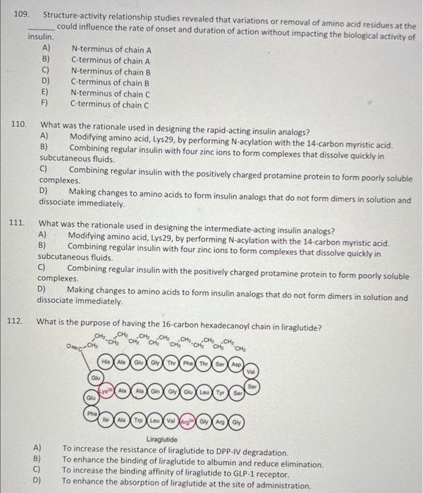 Solved 109. Structure-activity Relationship Studies Revealed | Chegg.com