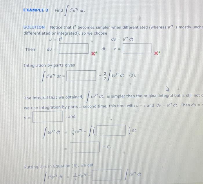 Solved EXAMPLE 3 Find Then SOLUTION Notice that t² becomes | Chegg.com