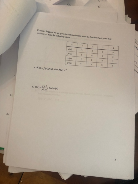 Solved Exercise: Suppose we are given the data in the table | Chegg.com