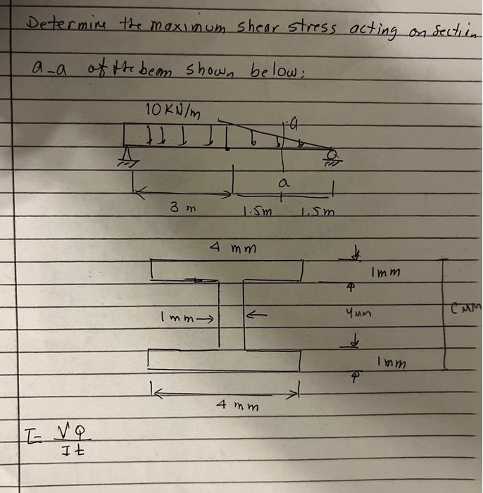 Solved Determine the maximum shear stress acting on sectiin | Chegg.com