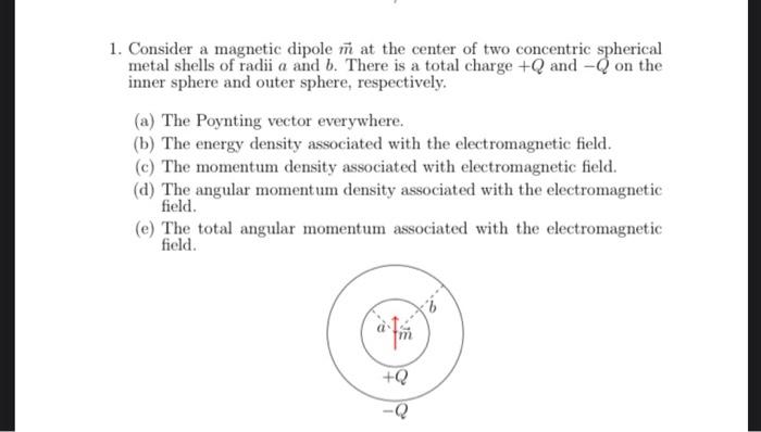 Solved 1. Consider a magnetic dipole m at the center of two | Chegg.com