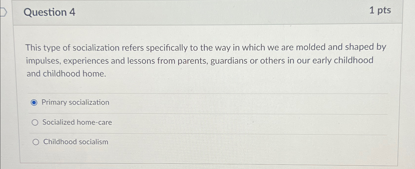 Solved Question 41 ﻿ptsThis type of socialization refers | Chegg.com