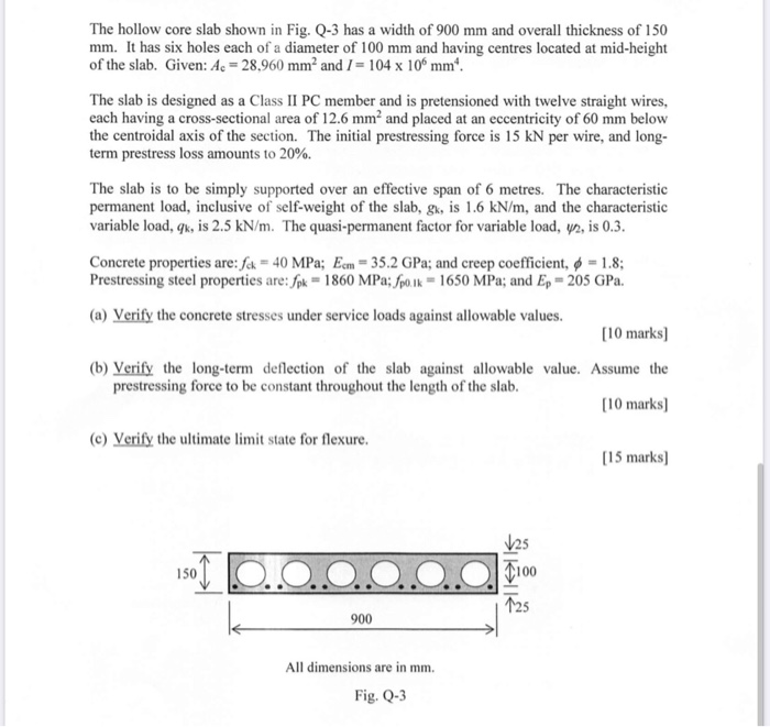 the-hollow-core-slab-shown-in-fig-q-3-has-a-width-of-chegg