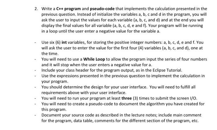 Solved Lab #11: Arithmetic in C++ 1. Given the following | Chegg.com