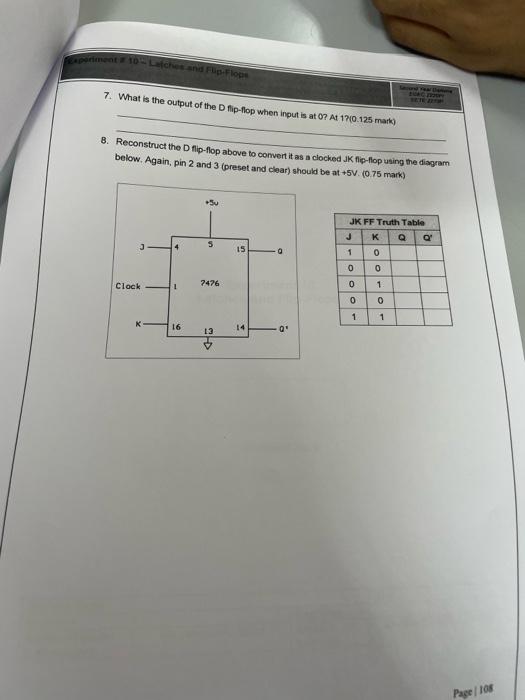 Solved 8. Reconstruct the D flip-flop above to comvert it as | Chegg.com