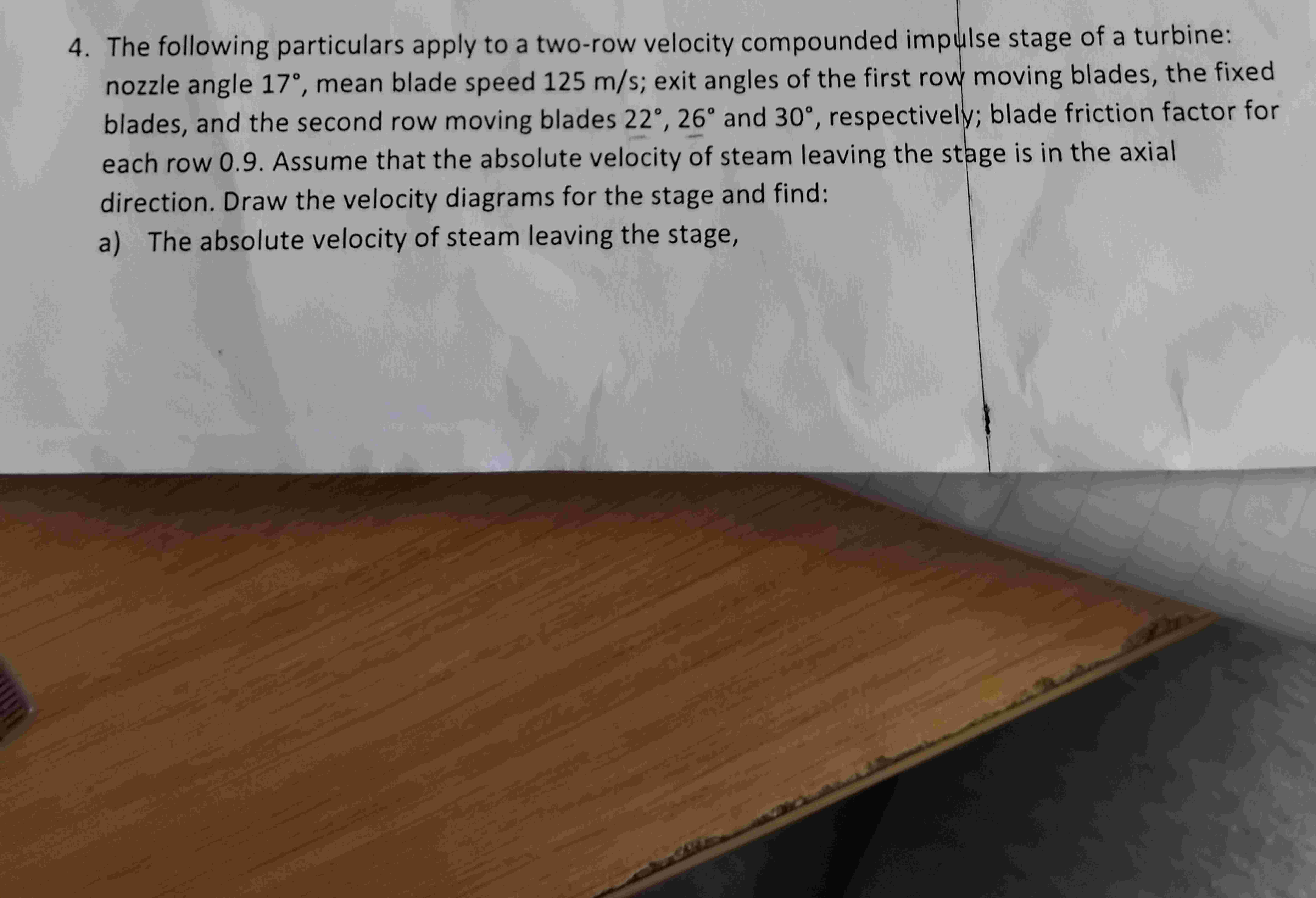 Velocity Compounding Animation Solved 4. The following particulars apply to a two-row | Chegg.com