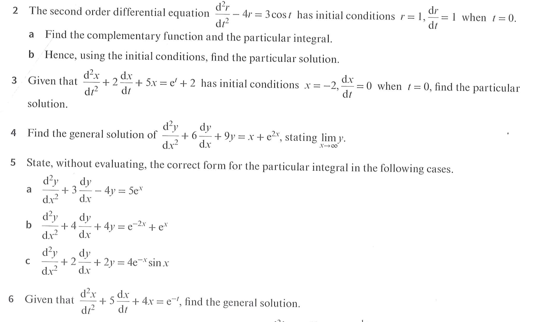 Solved 2 ﻿The second order differential equation | Chegg.com