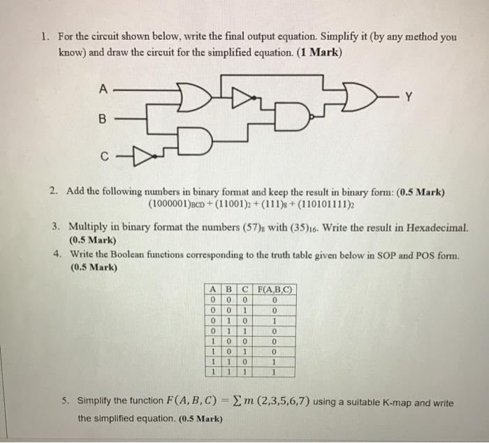 Solved 1. For the circuit shown below, write the final | Chegg.com