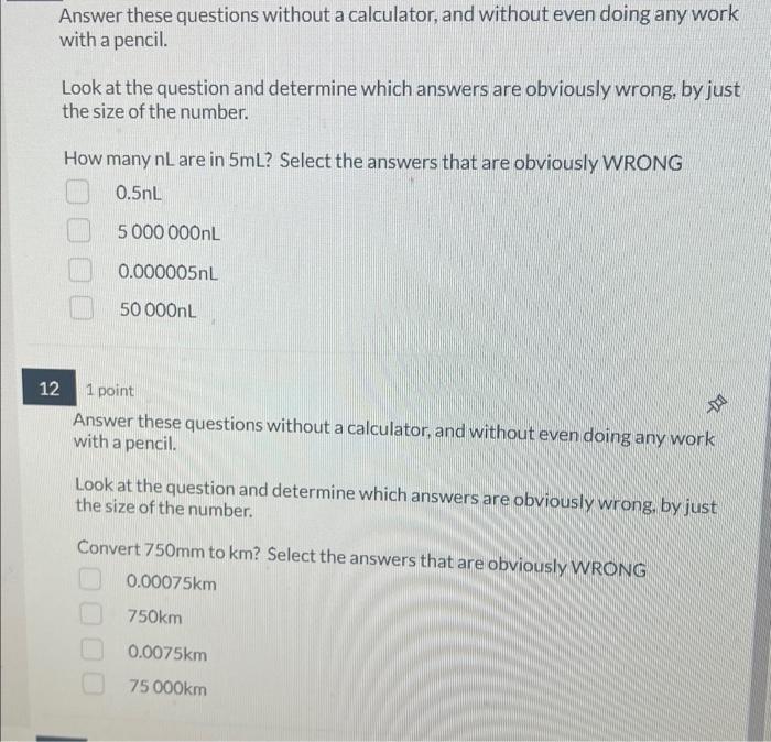 Solved Answer these questions without a calculator, and | Chegg.com
