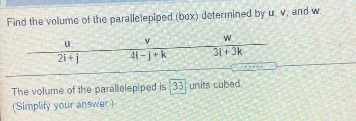 Solved Find the volume of the parallelepiped (box) | Chegg.com