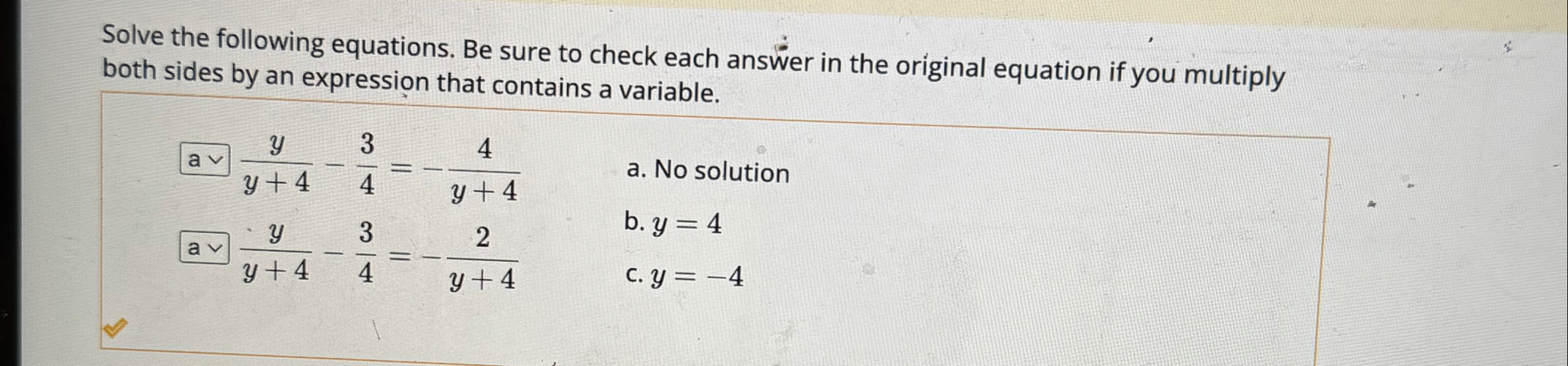 Solve the following equation. Be sure to check each | Chegg.com