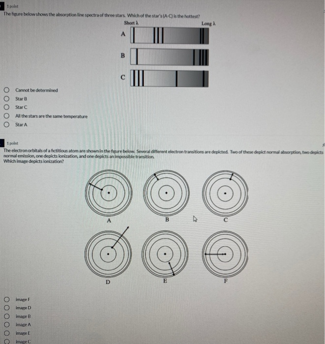 Solved 1 point The figure below shows the absorption line | Chegg.com