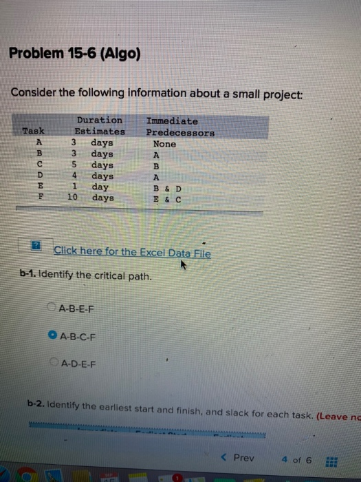 Solved Problem 15-6 (Algo) Consider the following | Chegg.com