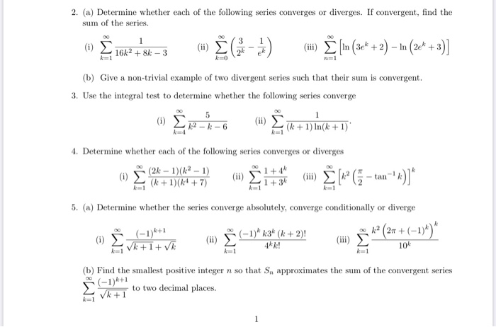 Solved 2. (a) Determine whether each of the following series | Chegg.com