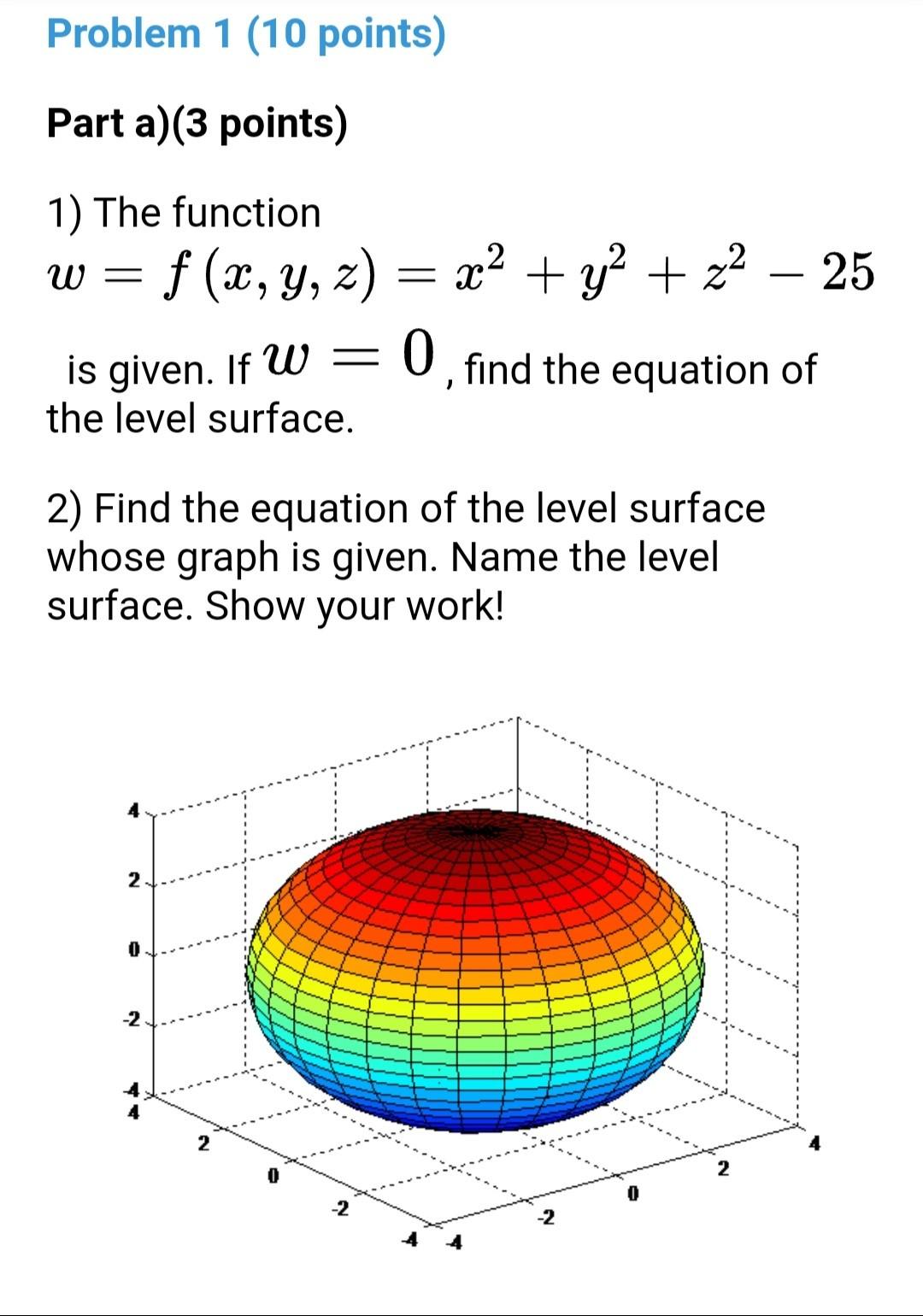 Solved Problem 1 (10 points) Part a)(3 points) W = 1) The | Chegg.com