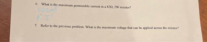 Solved 6. What is the maximum permissible current in a | Chegg.com