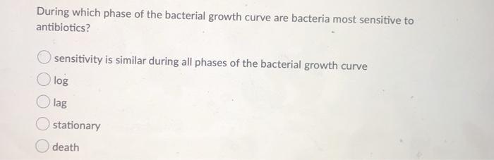 Solved During which phase of the bacterial growth curve are | Chegg.com