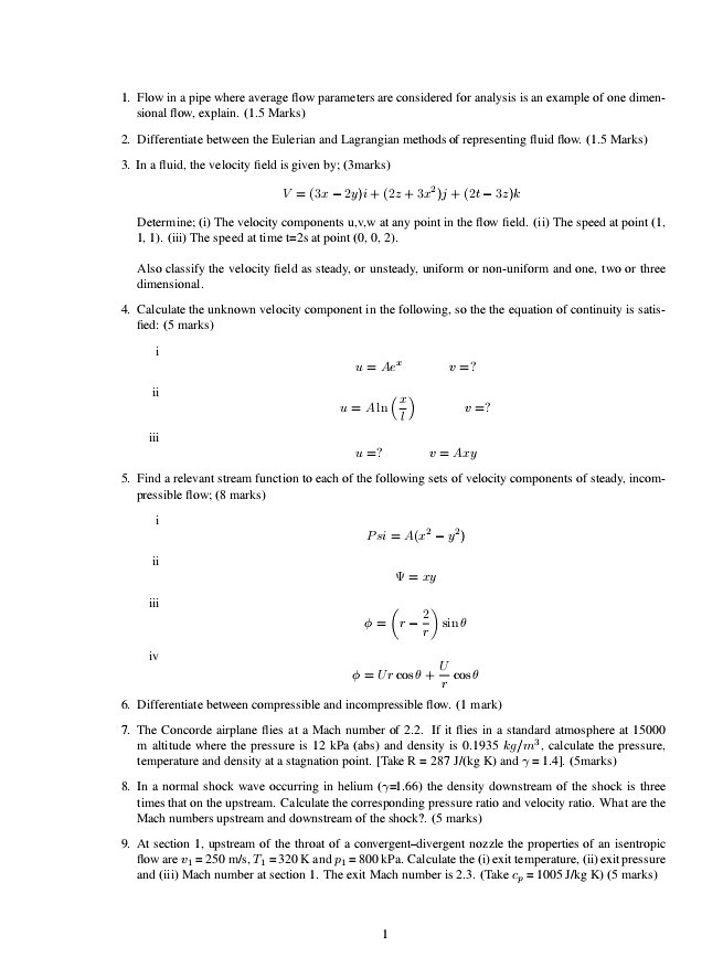 Solved 1. Flow in a pipe where average flow parameters are | Chegg.com