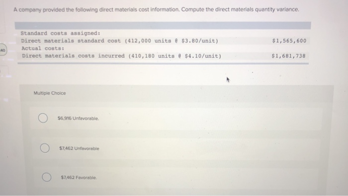 Solved A company provided the following direct materials | Chegg.com