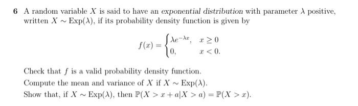 Solved A random variable X is said to have an exponential | Chegg.com