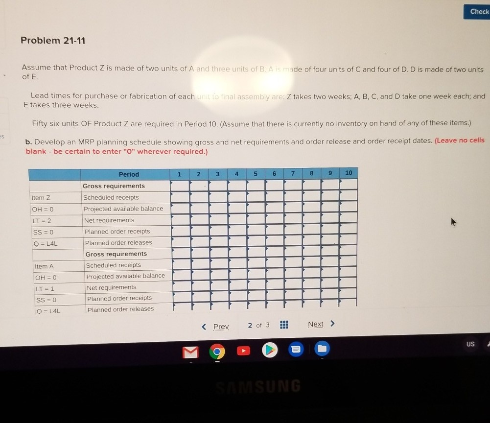 Solved Check Problem 21-11 Assume that Product Z is made of | Chegg.com