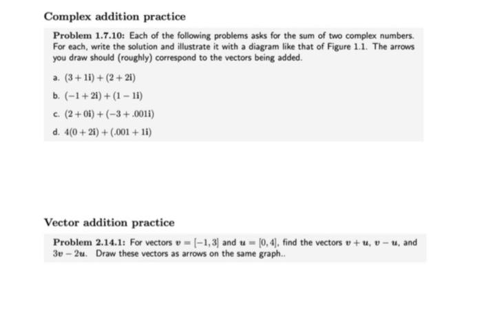 Solved Complex Addition Practice Problem 1 7 10 Each Of Chegg Com