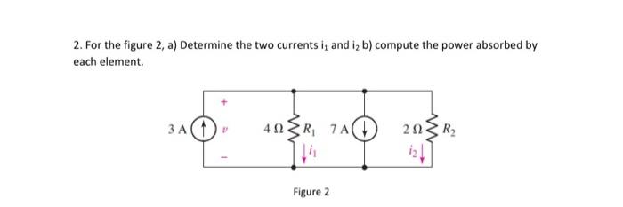 Solved 2. For the figure 2 , a) Determine the two currents | Chegg.com