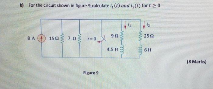 Solved b) For the circuit shown in figure 9 , calculate | Chegg.com