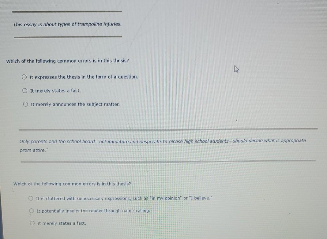 Solved This essay is about types of trampoline injuries. | Chegg.com