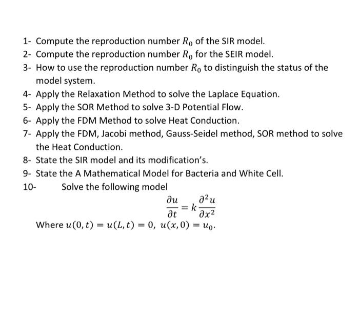 Solved 1- Compute the reproduction number Ro of the SIR | Chegg.com