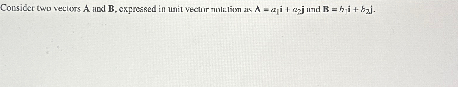 Solved Consider Two Vectors A And B, ﻿expressed In Unit | Chegg.com