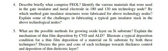 4. Describe briefly what comprise FEOL? Identify the | Chegg.com