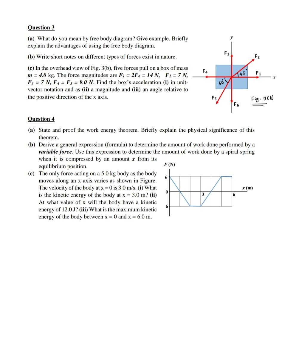 Solved Question 3 y F3 F2 (a) What do you mean by free body | Chegg.com