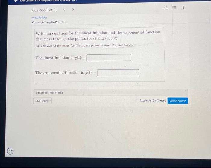 Solved Write an equation for the linear function and the | Chegg.com