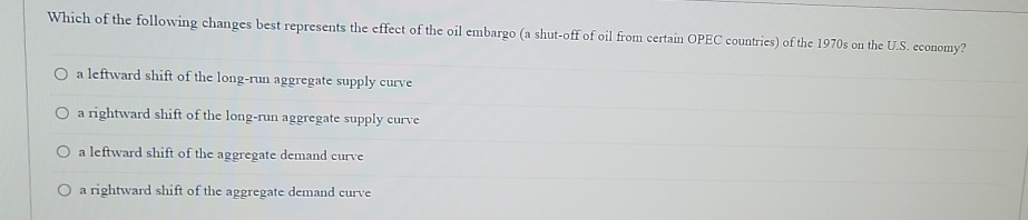Solved Which of the following changes best represents the | Chegg.com