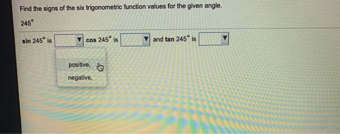 Solved Find the signs the six trigonometric function values | Chegg.com