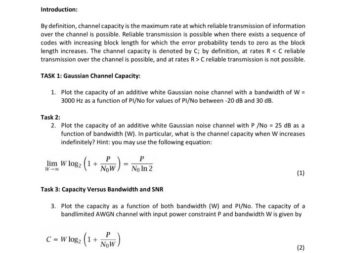 Introduction: By definition, channel capacity is the | Chegg.com