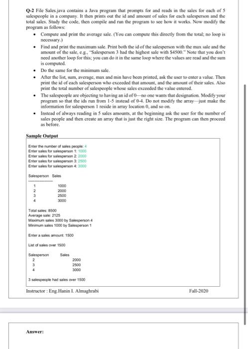 Solved Q-2 File Salesjava contains a Java program that | Chegg.com