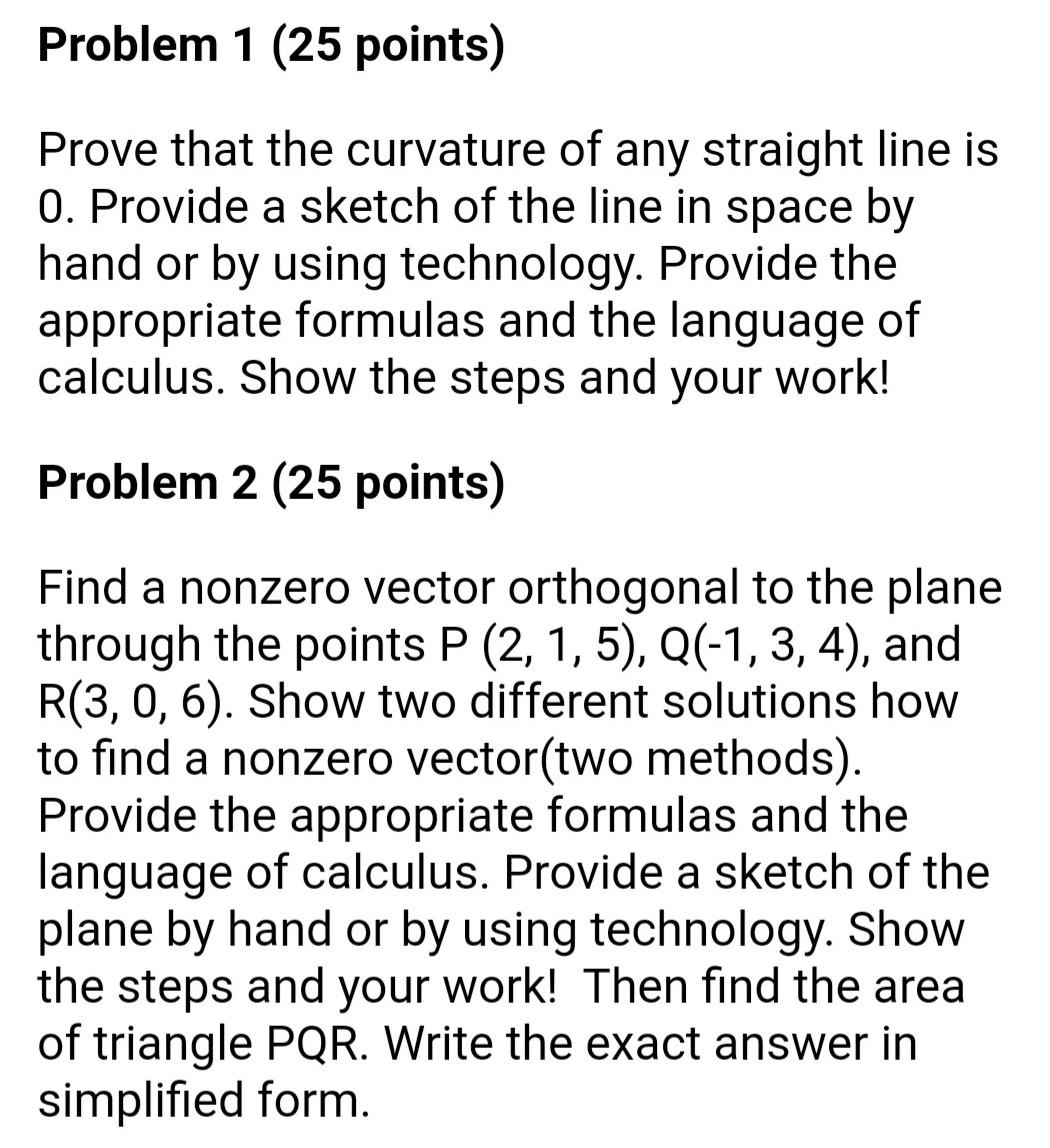 Solved Problem 1 (25 points) Prove that the curvature of any | Chegg.com