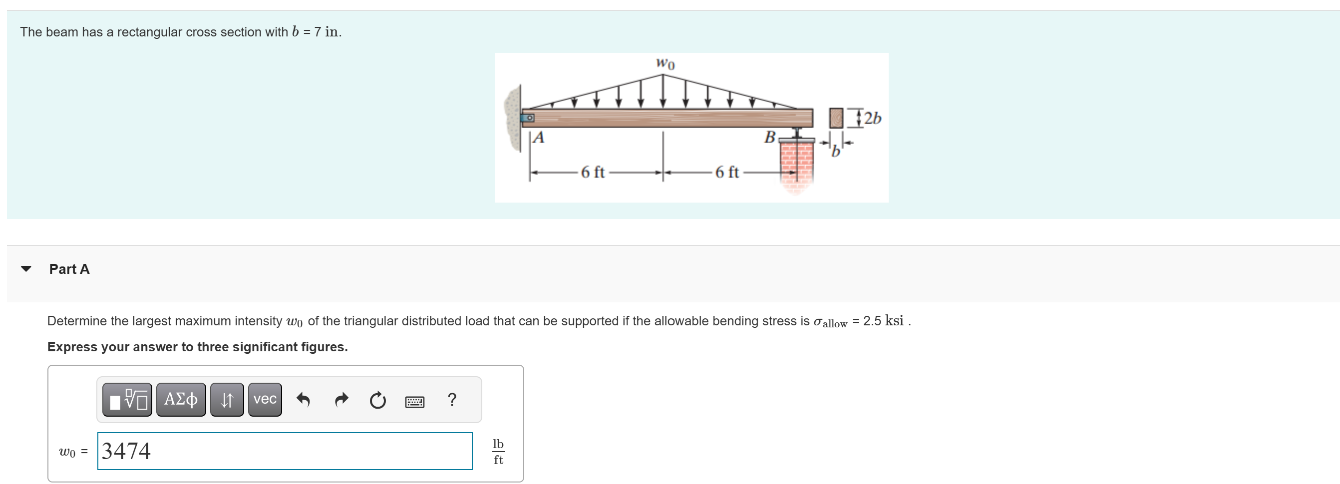 Solved The beam has a rectangular cross section with | Chegg.com