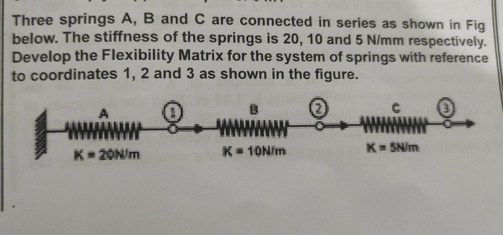 Solved Three springs A,B and C are connected in series as