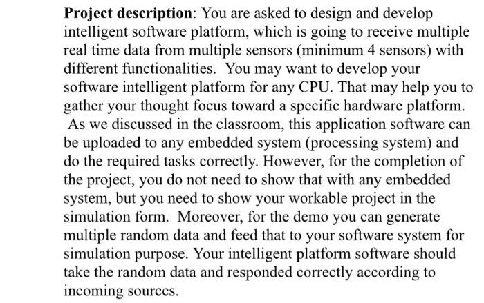Project description: You are asked to design and | Chegg.com