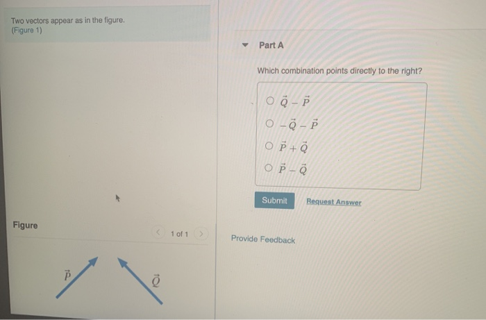 Solved Part A Which Combination Of The Vectors Shown In Chegg Com